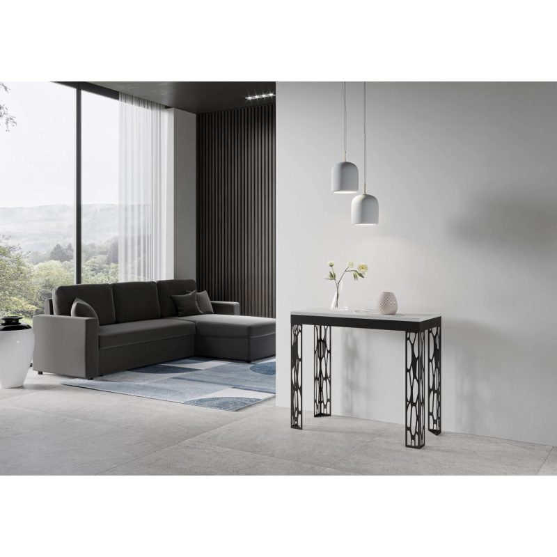 Consolle allungabile 90x40/300 cm Ghibli Evolution telaio Antracite - Bianco Frassino