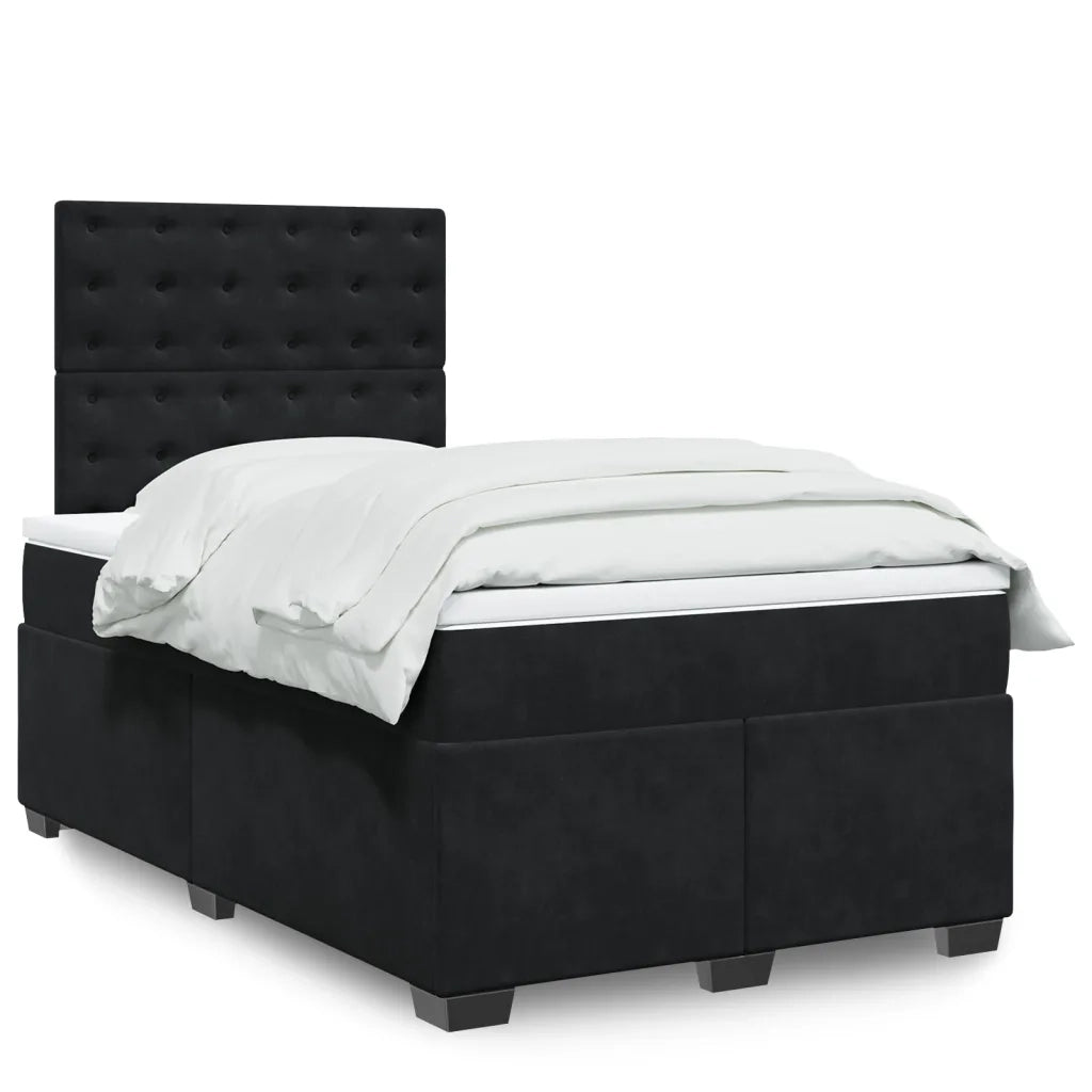 Giroletto a Molle con Materasso Nero 120x190 cm in Velluto 3290872