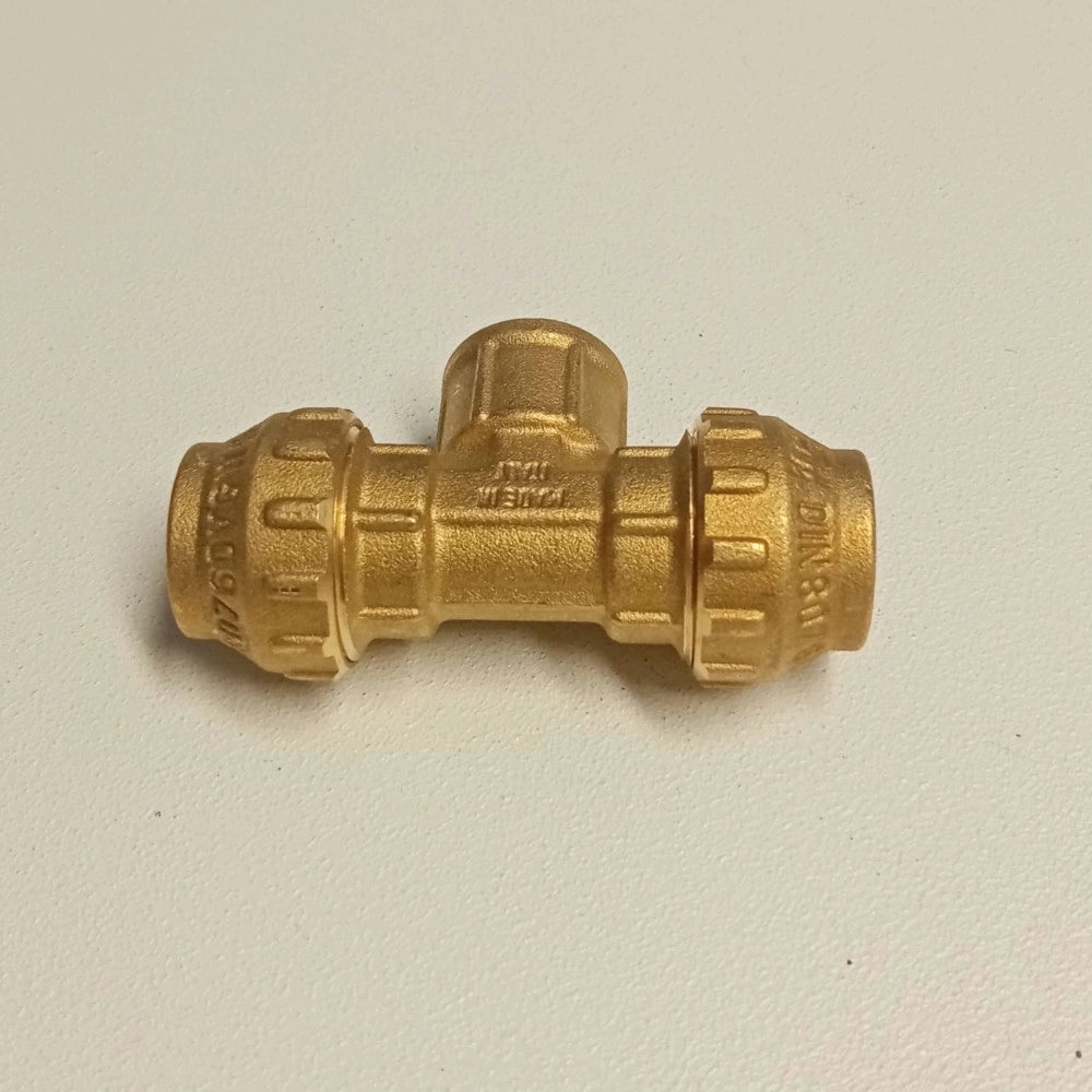 Raccordo f 25x3/4x25 tee t di giunzione in ottone tenuta o-ring ed ogiva in ottone