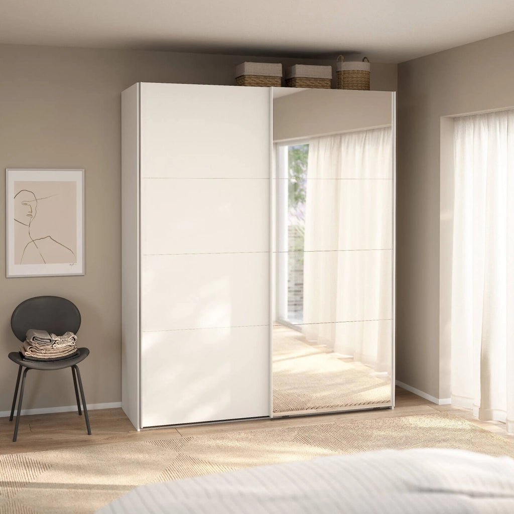 Guardaroba 2 ante Malakas, Mobile camera da letto, Cabina armadio portabiti, Armadio appendiabiti, 179x65 h220 cm, Bianco