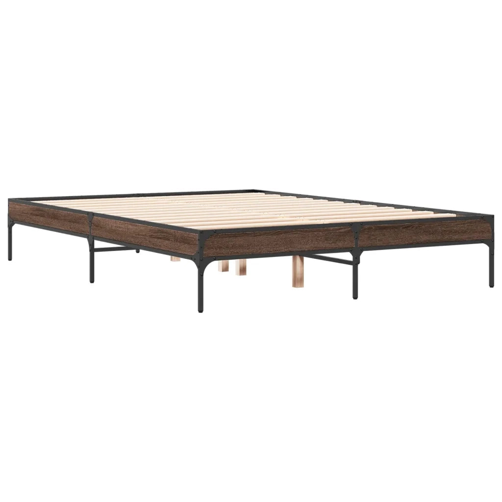 Giroletto-Struttura Letto Rovere Marrone 120x200cm in Legno Multistrato Metallo 738258