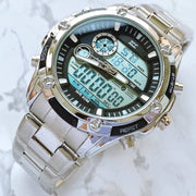 Trade Shop - Orologio Polso Zcc Uomo Analogico Digitale Multifunzione Cronografo Silver Nero -