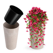 Vaso da fiori KADAX, coprivaso, alto, 37 cm, con inserto, per soggiorno, beige