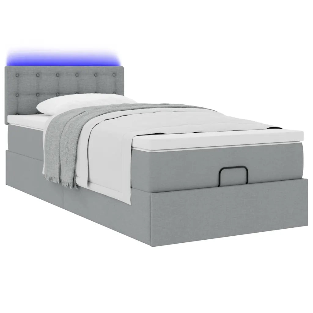 vidaXL Struttura Letto Pouf con Materasso 90x190 cm in Tessuto