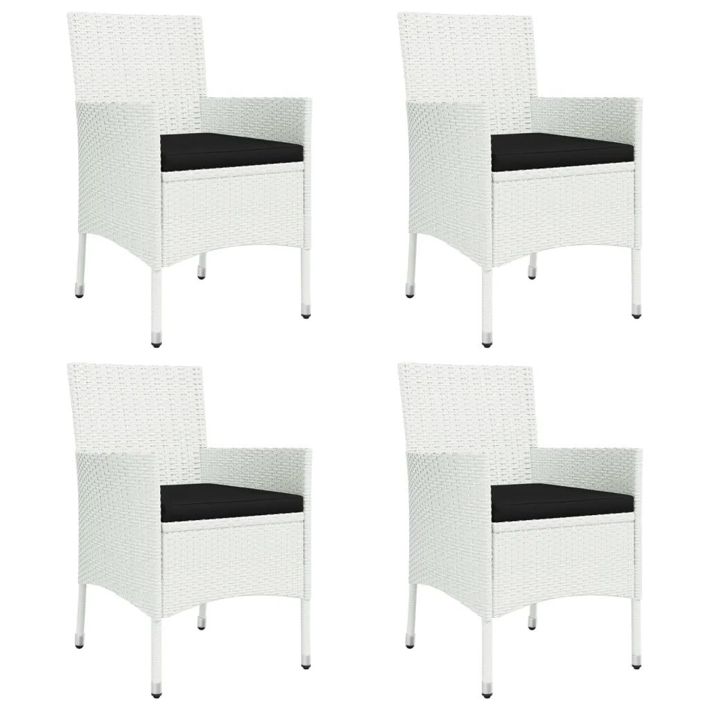 Set da Pranzo da Giardino 5 pz con Cuscini in Polyrattan Bianco 3187342