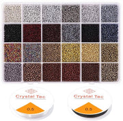 Set di perle in vetro da 16800 pezzi da 2 mm per la creazione di collane, armband, perle Rocailles da 12/0, set di perle per DIY collane, orecchini, gioielli e attività di fai da te.
