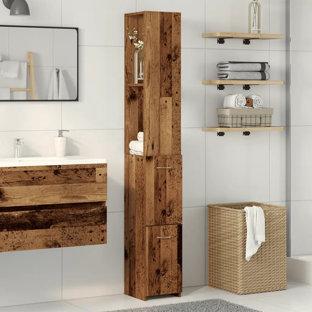 Mobile da Bagno Legno Antico 25x25x170 cm in Truciolato 856652