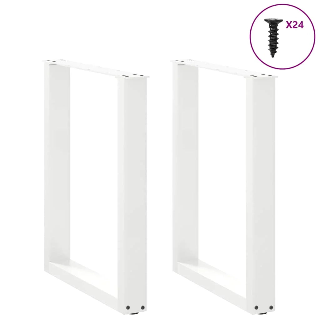 Set di 2 gambe per tavolo da pranzo a forma di U 60 x 73 cm con piedini regolabili design moderno acciaio bianco 02_0057421