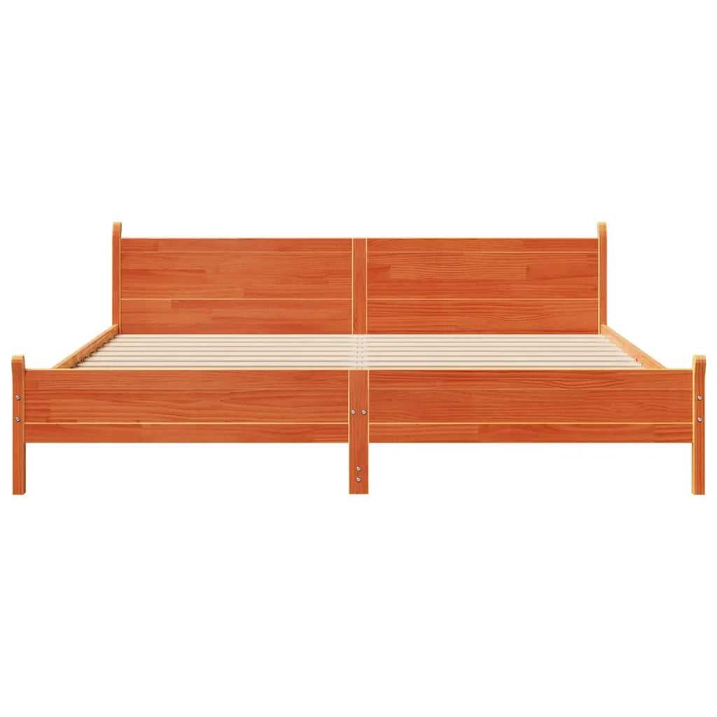 Letto senza Materasso Marrone Cera 200x200 cm in Legno di Pino
