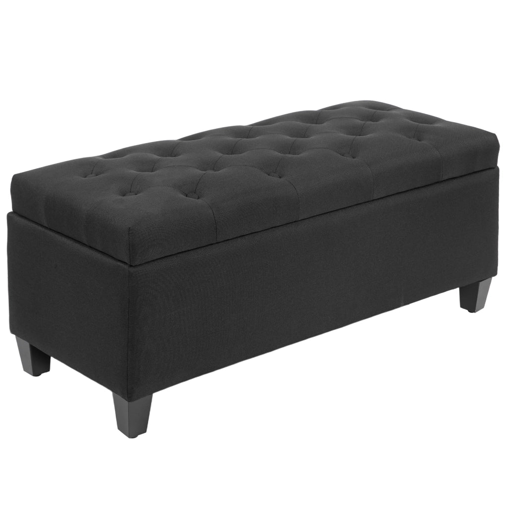 Panca imbottita con contenitore, seduta apribile, nero, 100 x 40 x 44 cm
