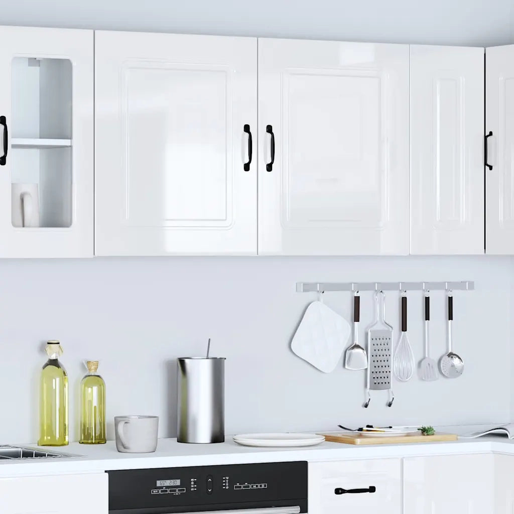 Pensili da cucina 2 pz Kalmar in Legno Multistrato Bianco Lucido 853562