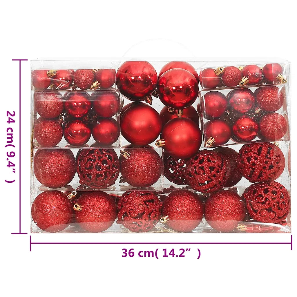 Set Palline di Natale 111 pz Rosso in Polistirene 356110