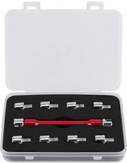 Set di chiavi motorizzate 10-in-1 adattabile - 10 misure - in acciaio e alluminio - con cassetta di chiusura - lunghezza 93 mm