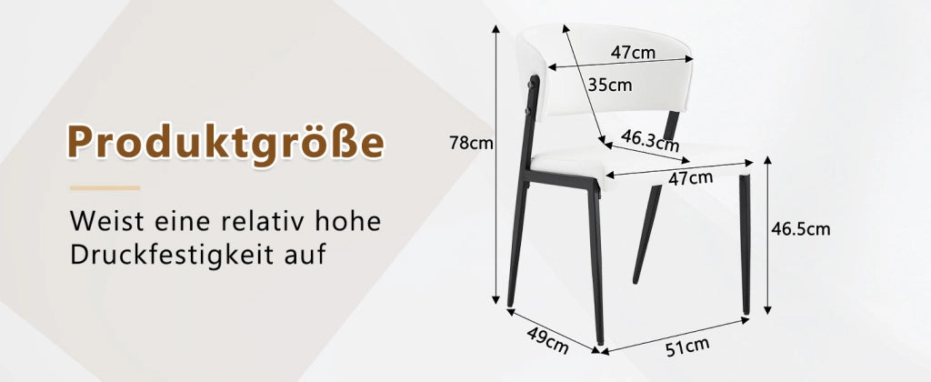 SEDIA da pranzo moderna Set da 2 in PU bianco con struttura in metallo