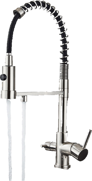 Bernd | Rubinetto da cucina a osmosi a molla a 3 vie argento Rubinetto con filtro in acciaio inossidabile spazzolato | Miscelatore da ristorante