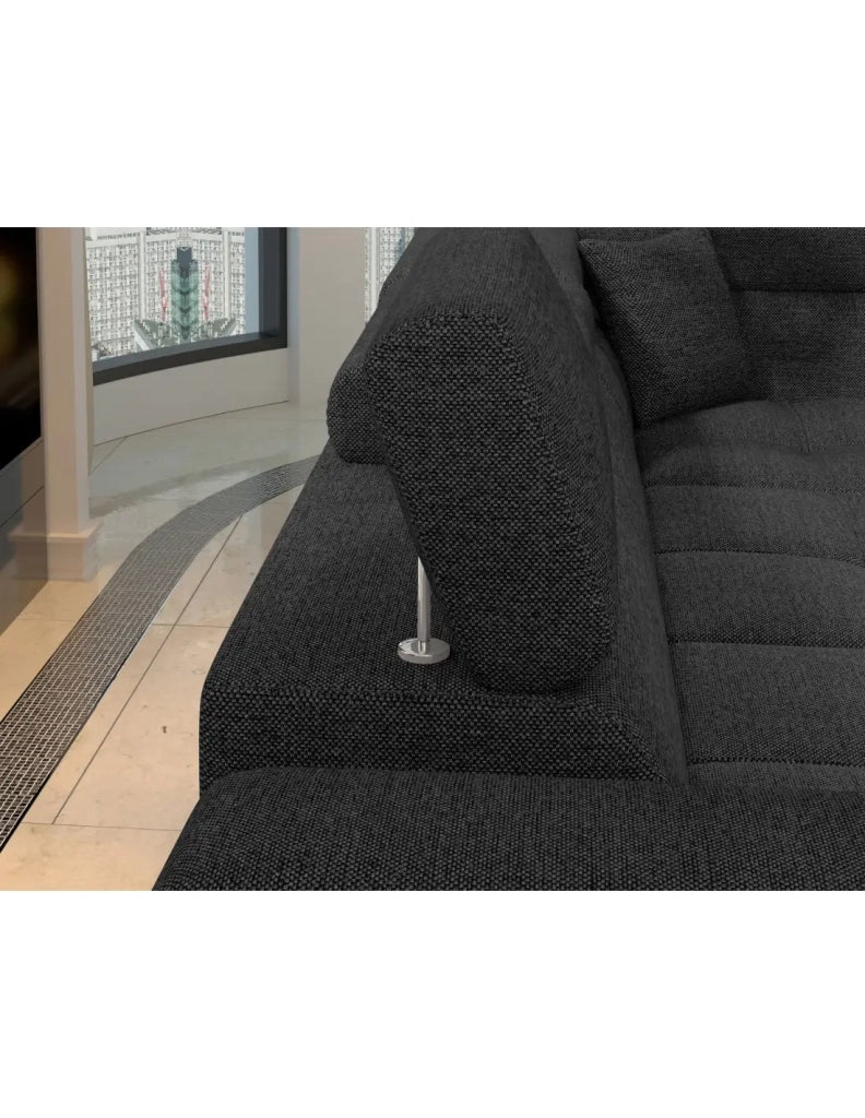 Divano angolare trasformabile PALAZZO 4 posti grigio scuro – angolo sinistro con 1 cuscino
