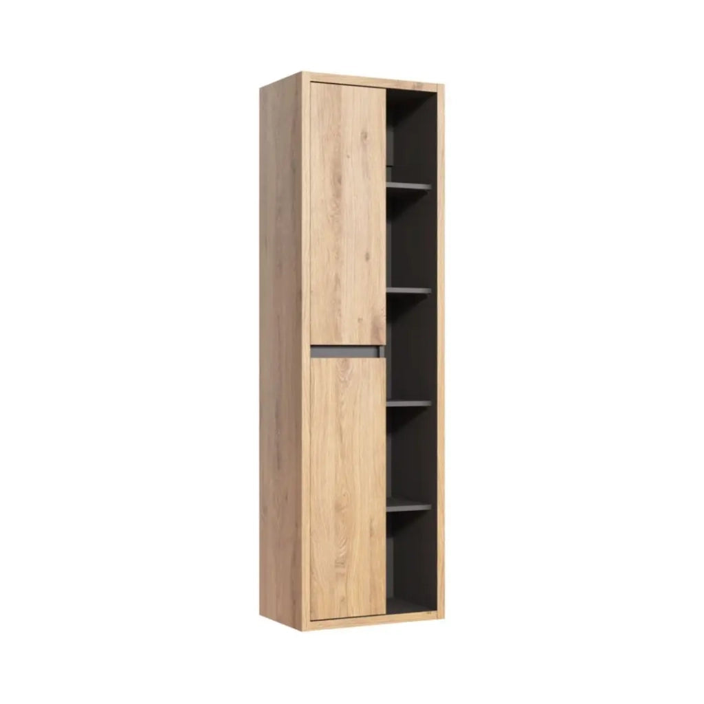 Insieme MATT: mobile sotto lavabo 100cm + lavabo da appoggio nero + colonna contenitore + armadietti con specchi + LED