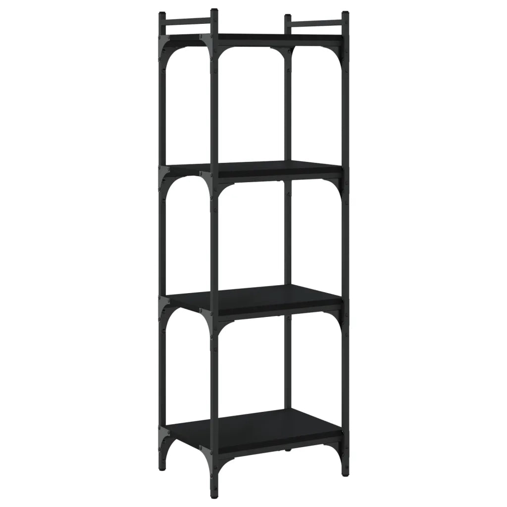 Libreria a 4 Ripiani Nera 40x30x120 cm in Legno Multistrato 837632