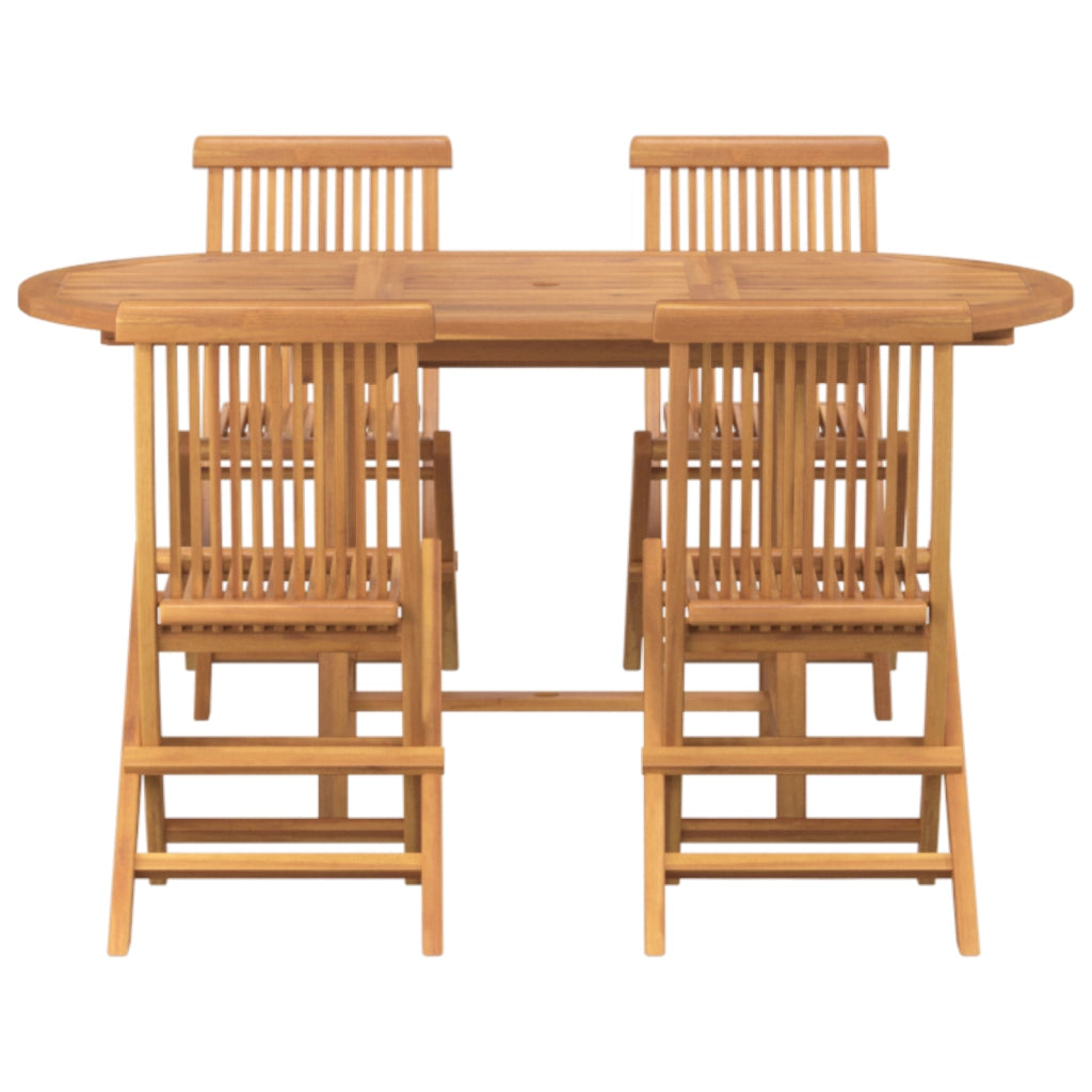 Set da pranzo da giardino a 5 pezzi in legno massello di teak