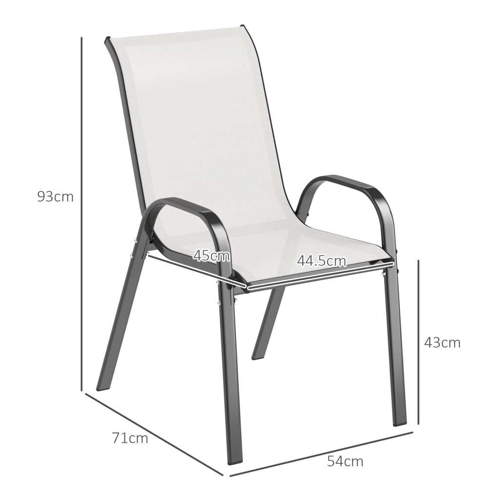 Sedia da Giardino Impilabile con Braccioli ¨C Zephmum ¨C Grigio, Tessuto, Acciaio, 54x71x93 cm