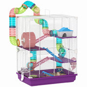 Casetta per criceti 4 piani con tunnel ruota mangiatoia ¨C zephmum ¨C 46x30x58 cm viola
