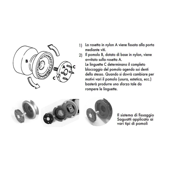 Pomolo fisso per porta SAGUATTI 873/70KB in alluminio bianco lucido