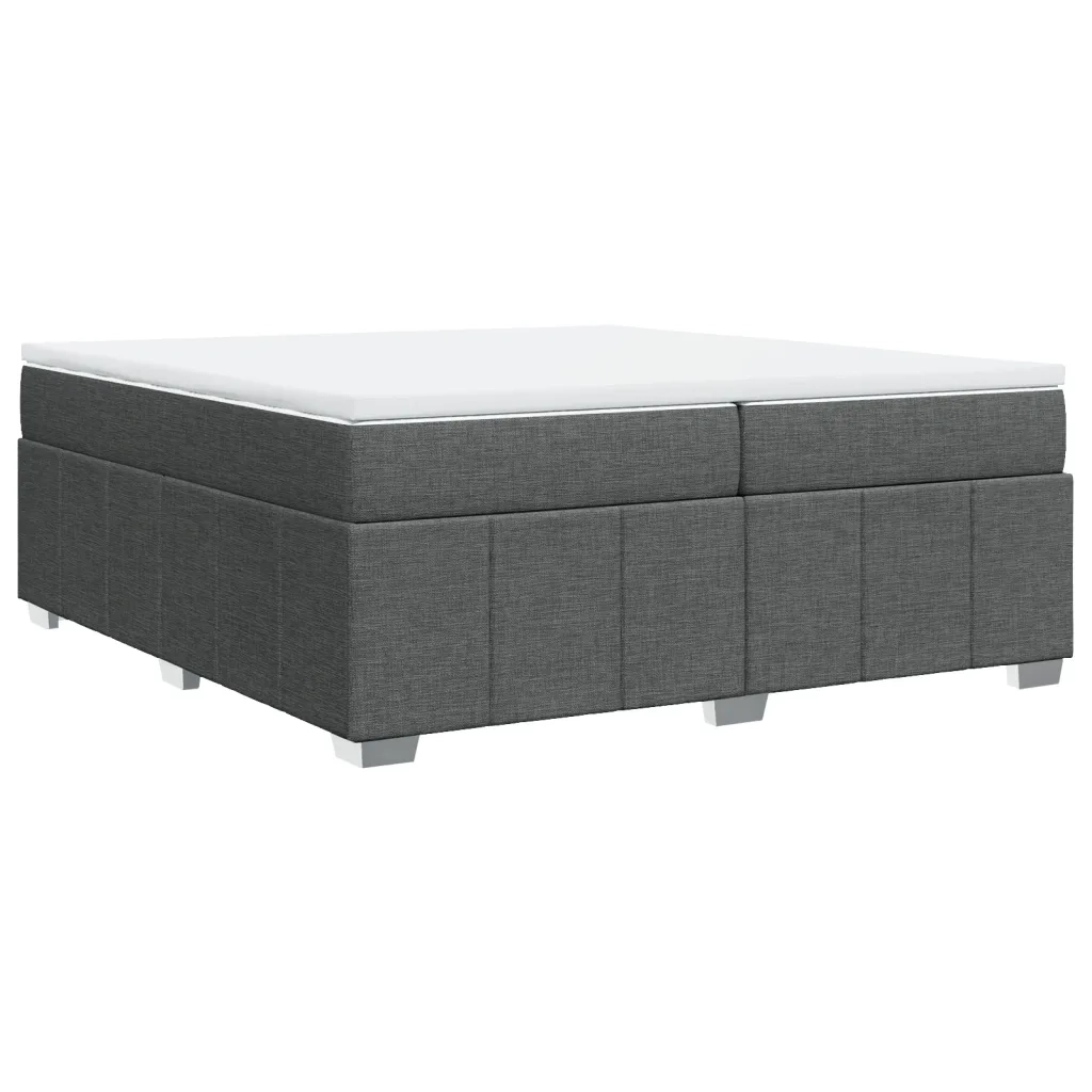 vidaXL Giroletto a Molle con Materasso Grigio Scuro 200x200 cm Tessuto