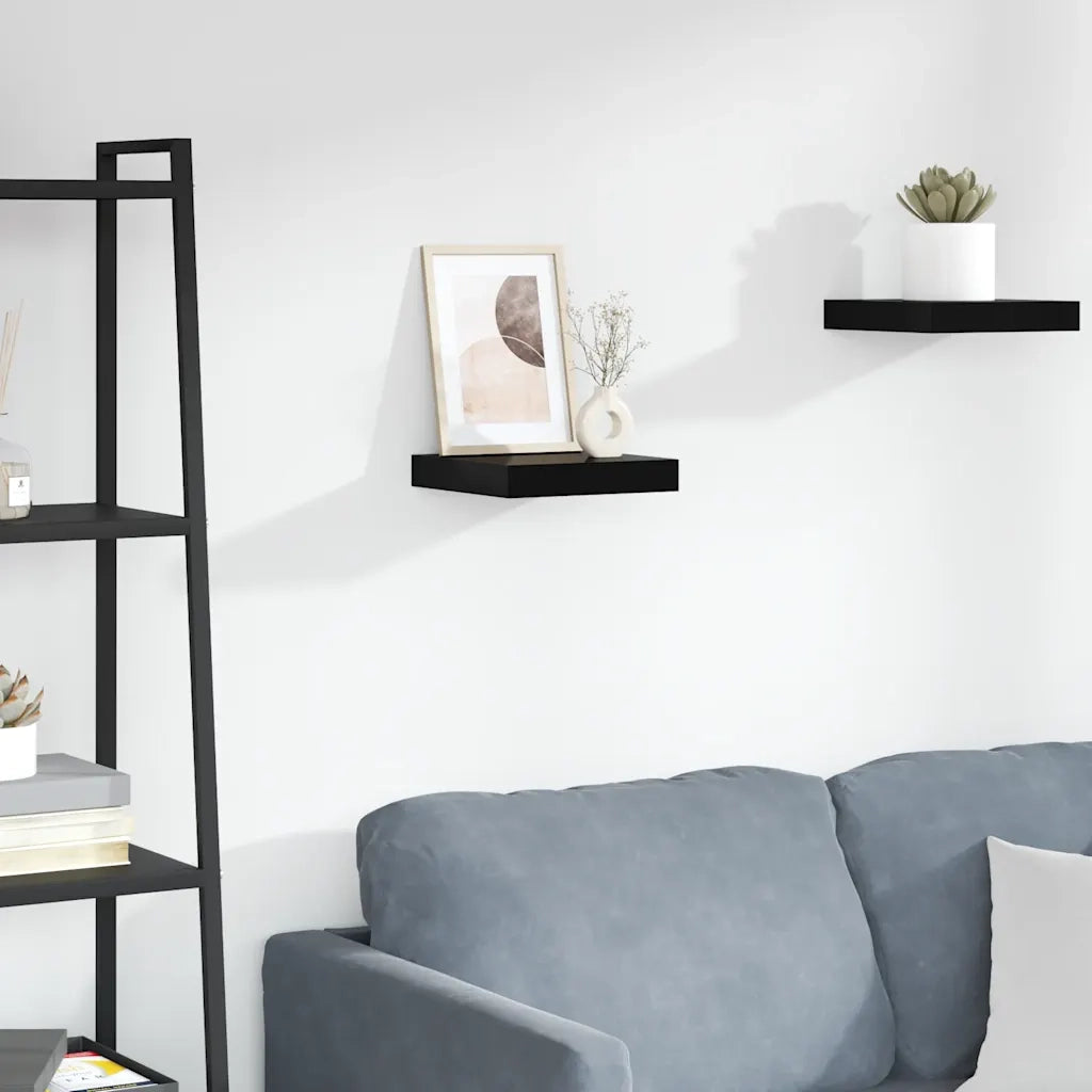 Scaffale a Parete Nero Lucido 23x23,5x3,8 cm in MDF cod mxl 52037