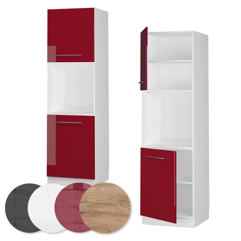 Vicco Mobile per forno da incasso Rosso bordeaux lucido 60 cm con ripiano aperto