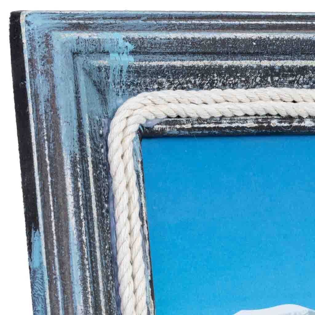 Cornice portafoto in legno blu 13x16, 17x2x22h cm