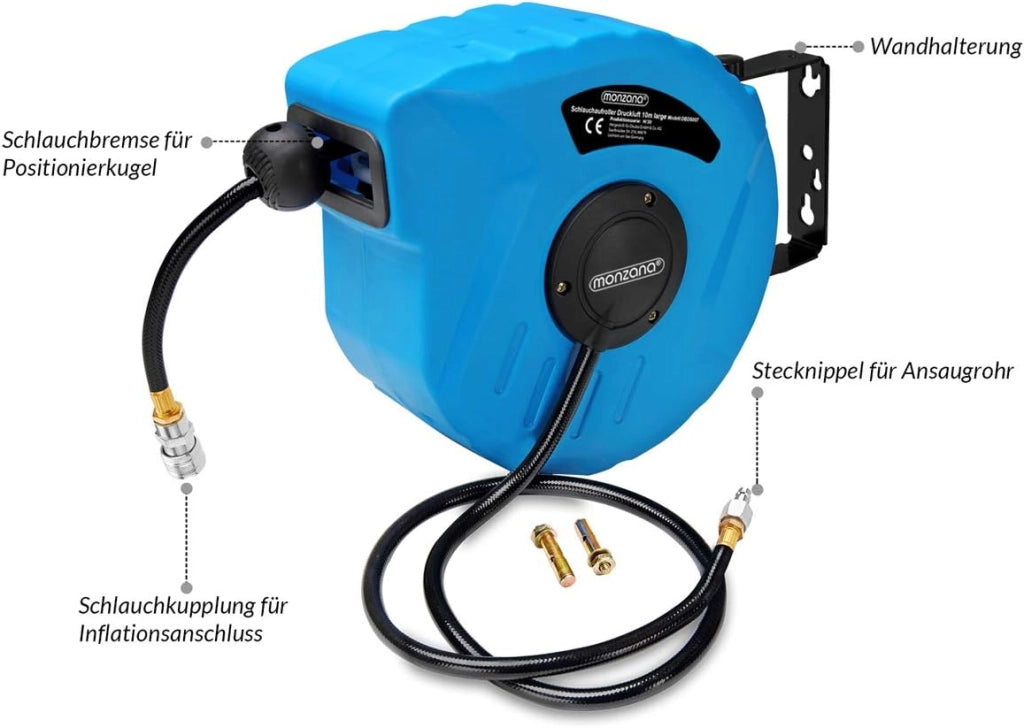 Set di accessori 3 pezzi compressore aria compressa Pistola per il soffiaggio manometro Tubo spirale 5m bloccacavo