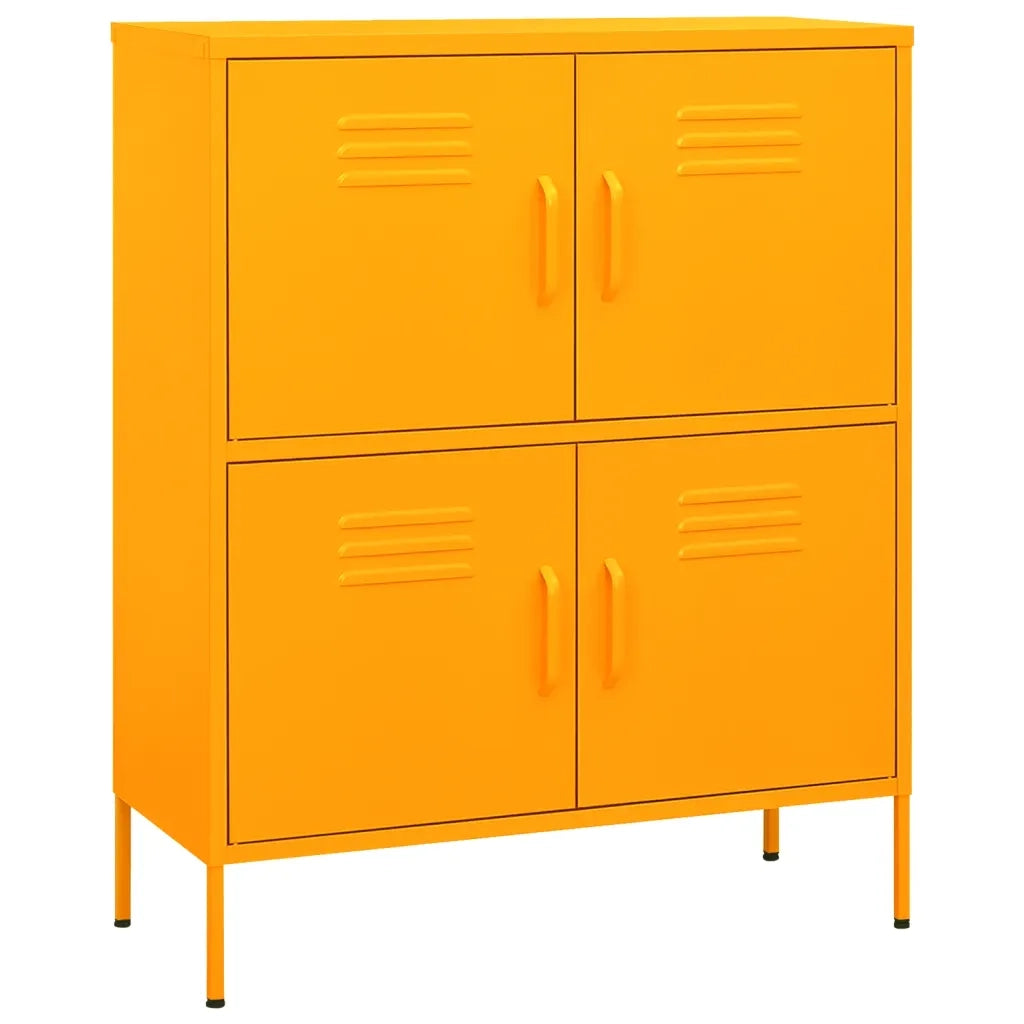 Mobile contenitore contemporaneo 80 x 35 x 101,5 cm con 2 ripiani regolabili finitura opaca in acciaio giallo 02_0046828