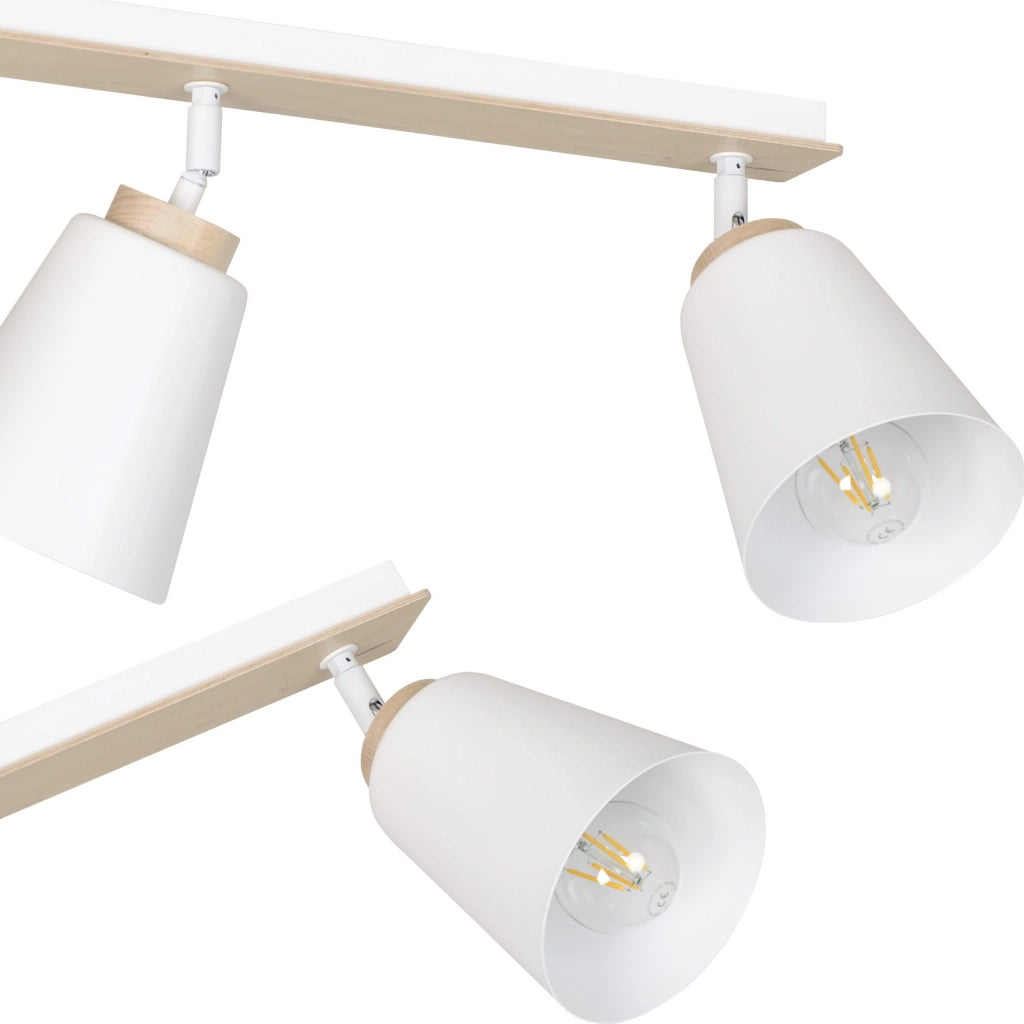 Plafoniera Emibig Atlas 2xE27 bianca orientabile legno