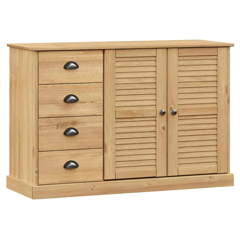 Buffet credenza cassettiera armadio mobile contenitore organizer per cucina soggiorno salotto con cassetti 113 x 40 x 75 cm legno massello di pino marrone 02_0030134