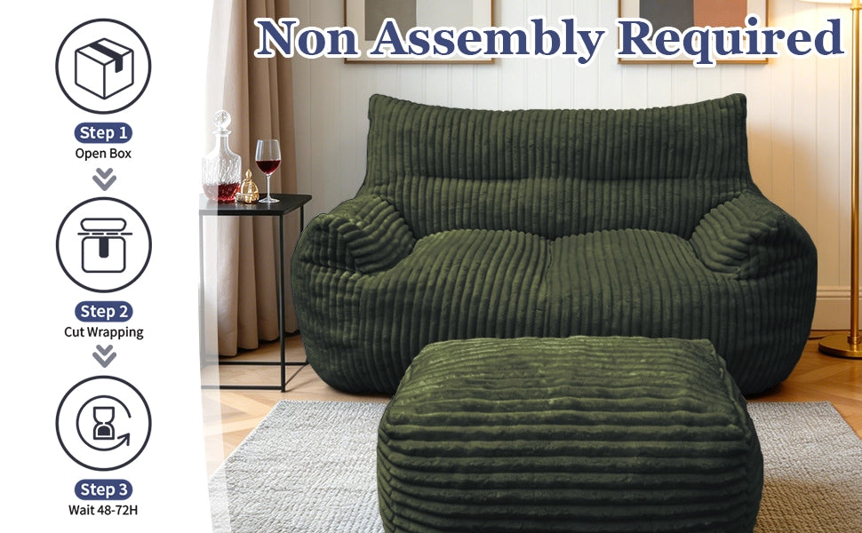 Poltrona Sacco Doppia con Pouf ¨C MINIMAL ¨C Tessuto, Soggiorno e Camera