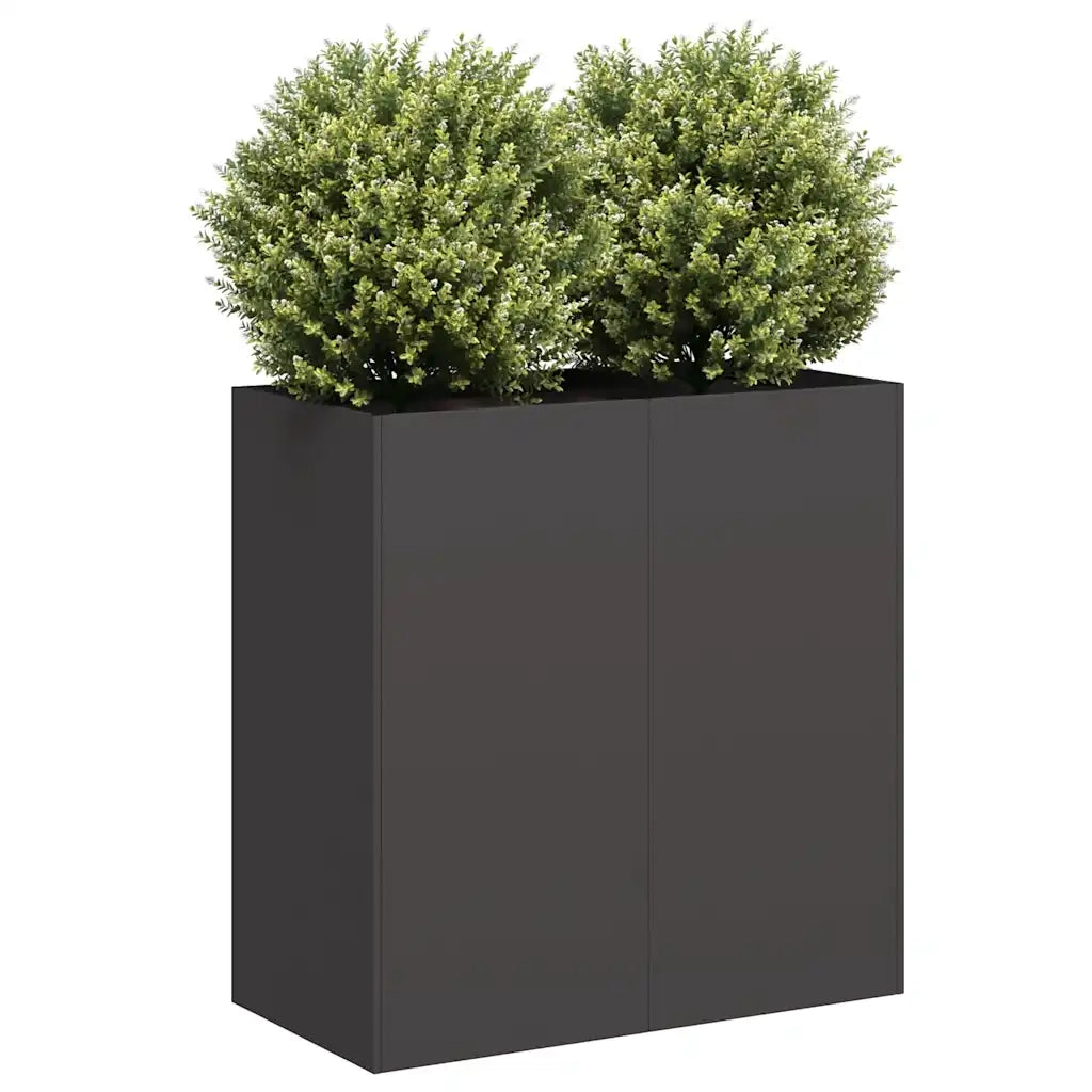 Fioriera-Vaso da Esterno-Contenitore per Piante Nera 80x40x80 cm in Acciaio Laminato a Freddo