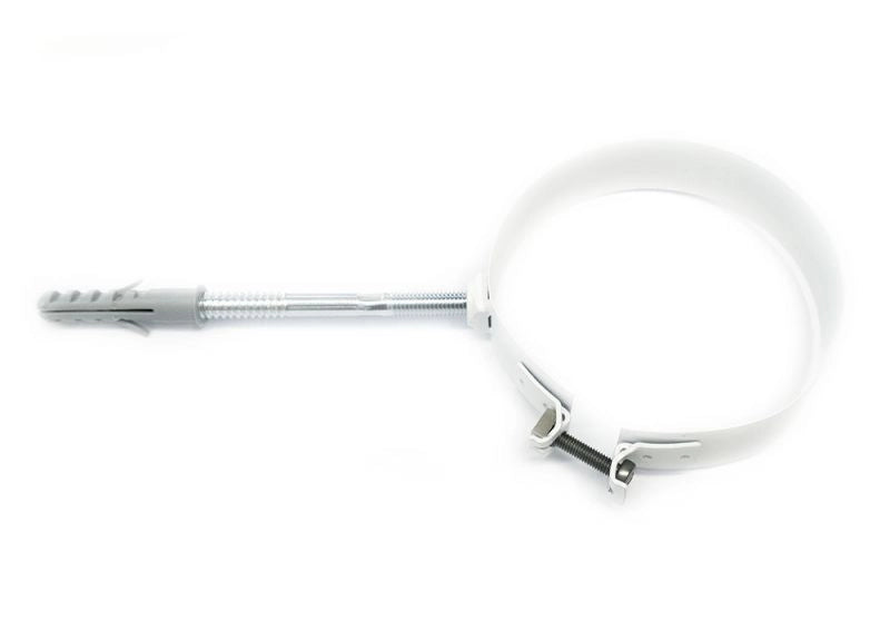canna fumaria in PLASTICA PPS DN 080 COLLARE A MURO IN ACCIAIO VERNICIATO BIANCO CON TASSELLO