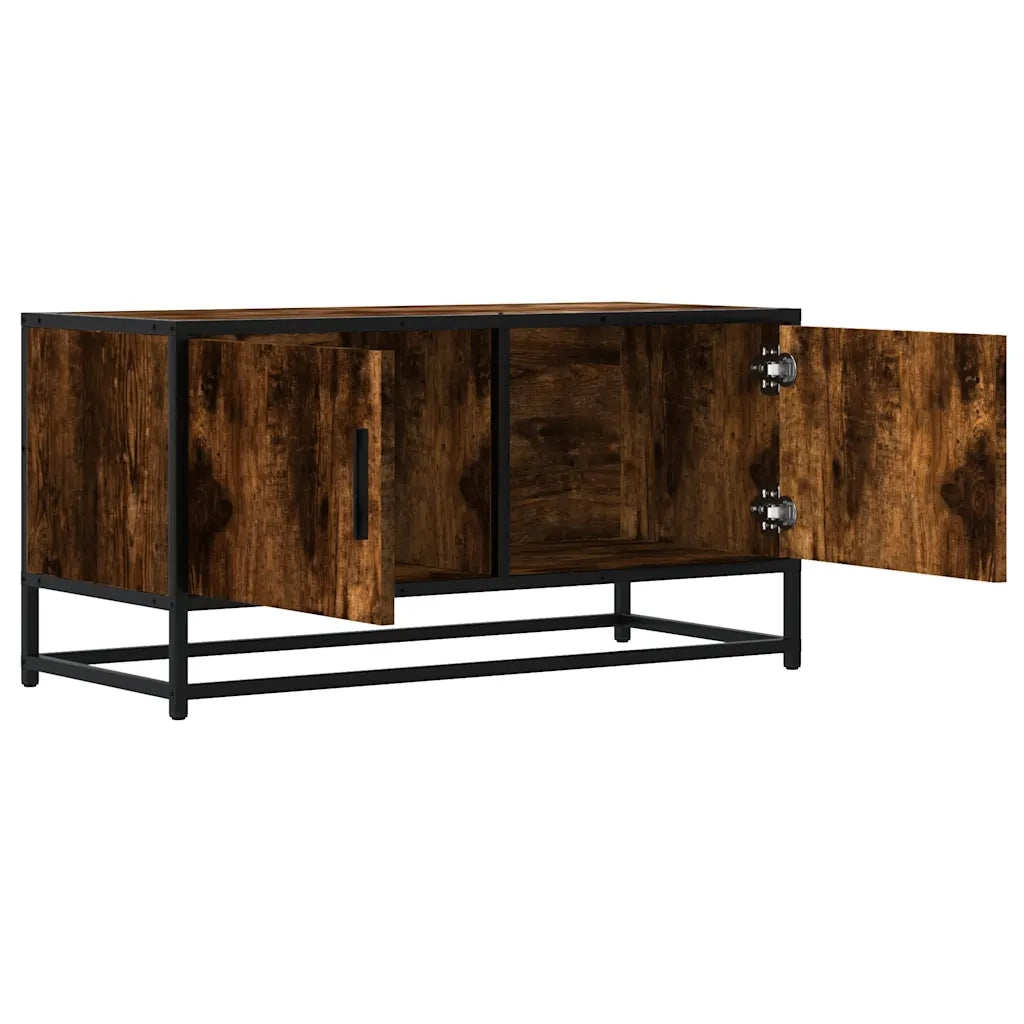 vidaXL Mobile TV Rovere Fumo 80x34,5x40 cm Legno Multistrato e Metallo