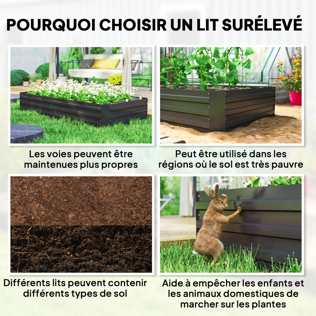 Carr¨¦ Potager Giardino ¨C Zephmum ¨C Grigio Acciaio 180x90x29.5 cm