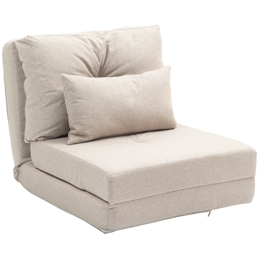 Poltrona letto imbottita con cuscino e schienale regolabile ¨C Minimal ¨C Beige