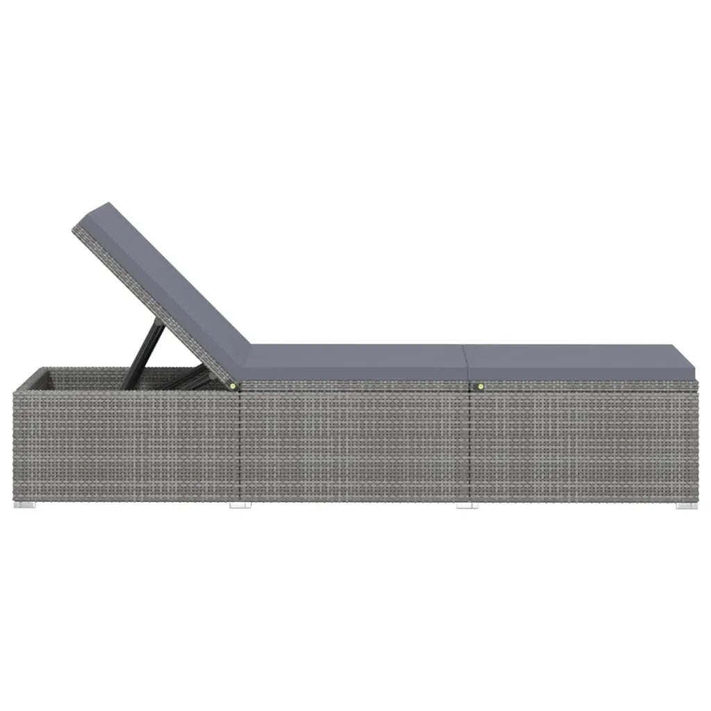 Lettino Prendisole con Cuscino in Polyrattan Grigio cod mxl 9387