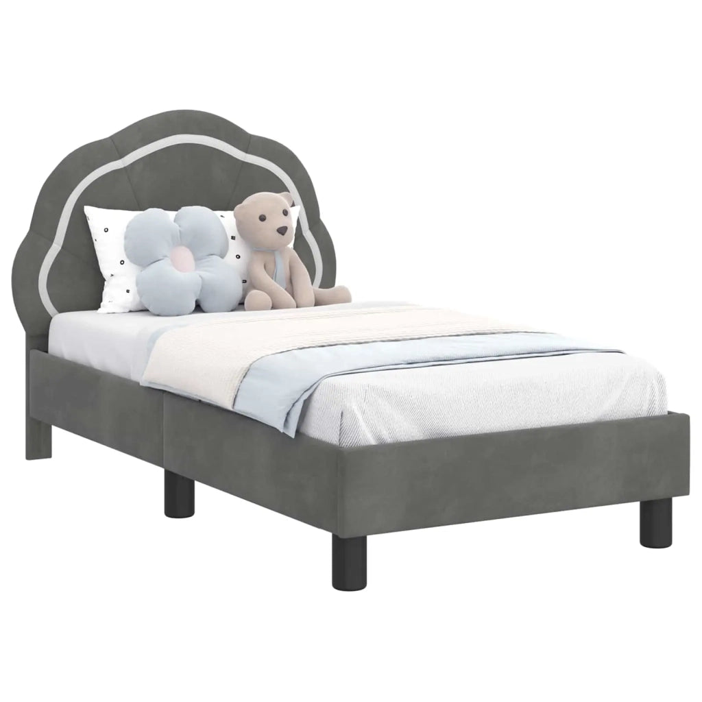 Struttura letto per bambini con testata-Giroletto per bambini Grigio Scuro Velluto 881303