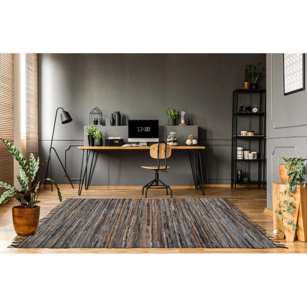 Tappeto in Vera Pelle Sonipat Braun Multicolore