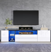 Mobile TV 180x40x45 cm con LED; 2 cassetti e 2 vani; bianco/nero
