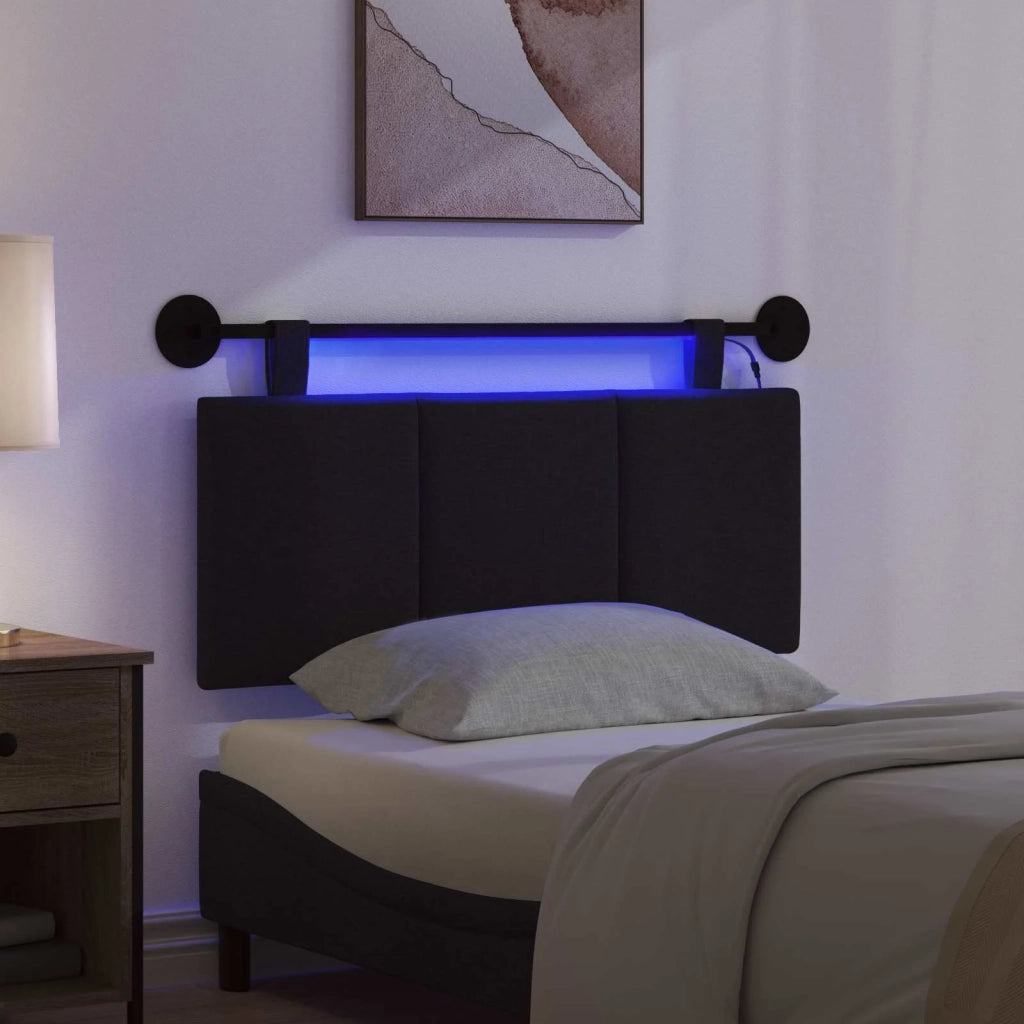 Testiera | Testata sospesa Con luce LED Nero Tessuto