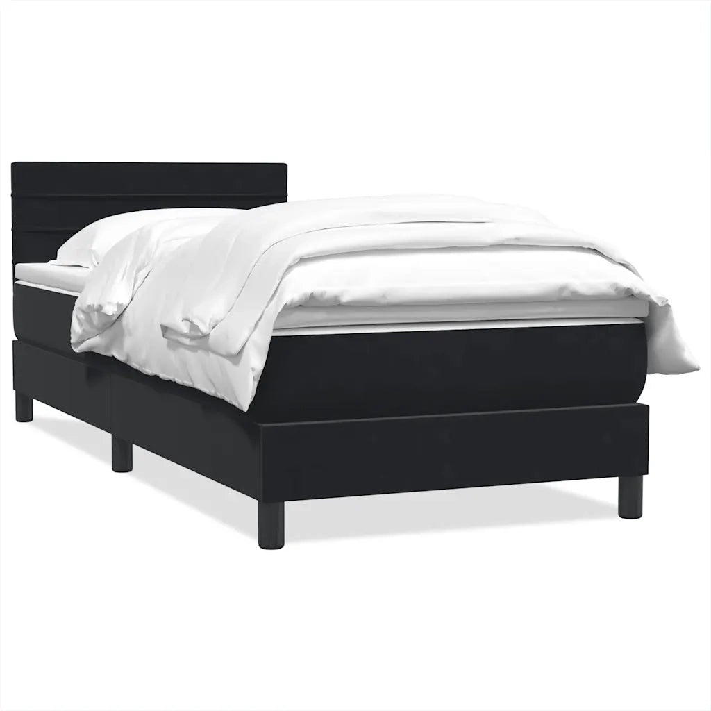 Giroletto a Molle con Materasso Nero 90x210 cm in Velluto
