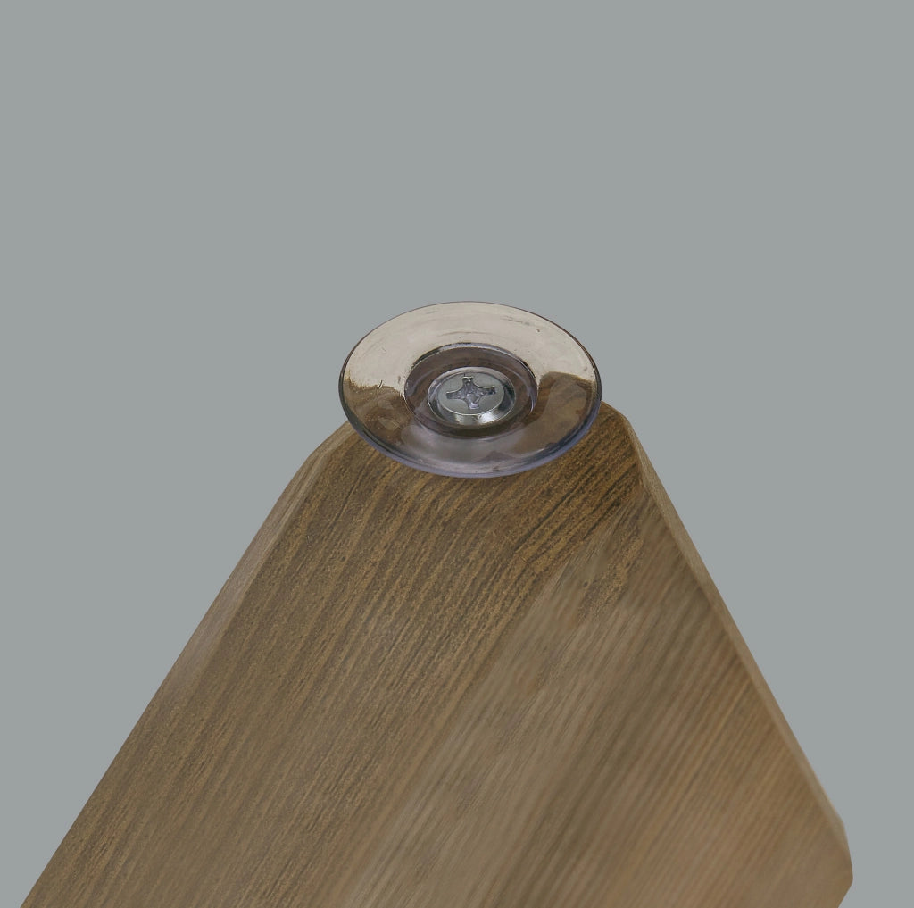 Tavolino rotondo 88.5x88.5x12.5 cm con piano in vetro temperato; base geometrica in MDF naturale