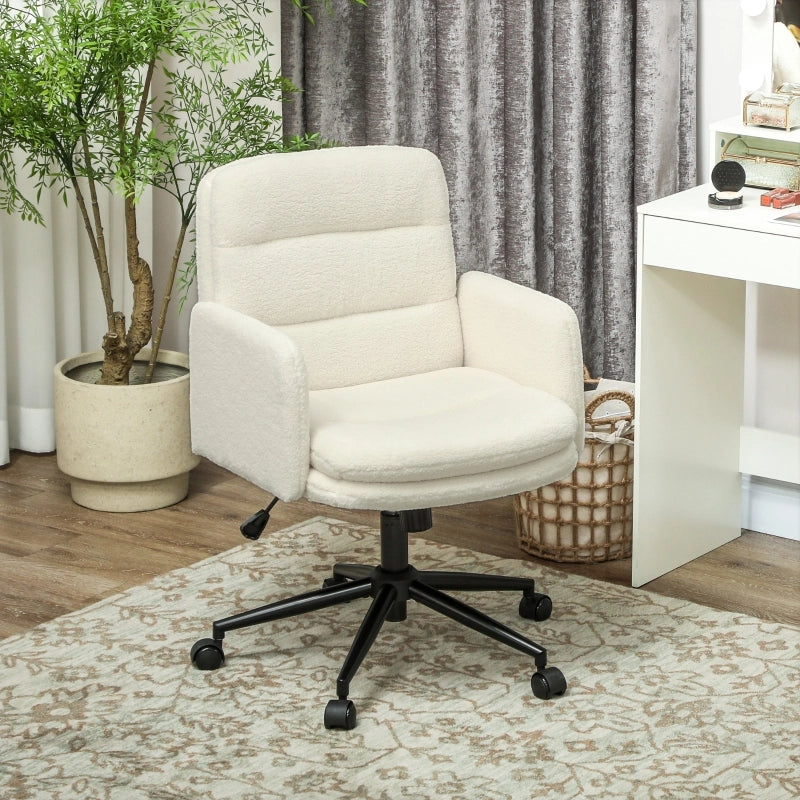 SEDIA UFFICIO girevole con braccioli 61,5x65x91-101 cm poliestere bianco crema