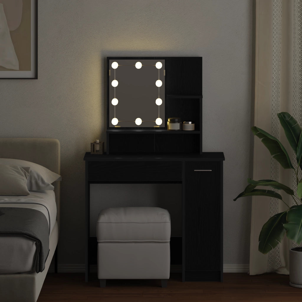 Tolette LED  in Rovere Nero - 86.5 x 35 x 136 cm