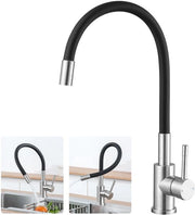 Flessibile rubinetto da cucina Nero 360° girevole, rubinetto da cucina Nero ad alta pressione, rubinetto RVS con vaschetta, rubinetto da cucina per vasca, rubinetto a maniglia singola per vasca - SERIE